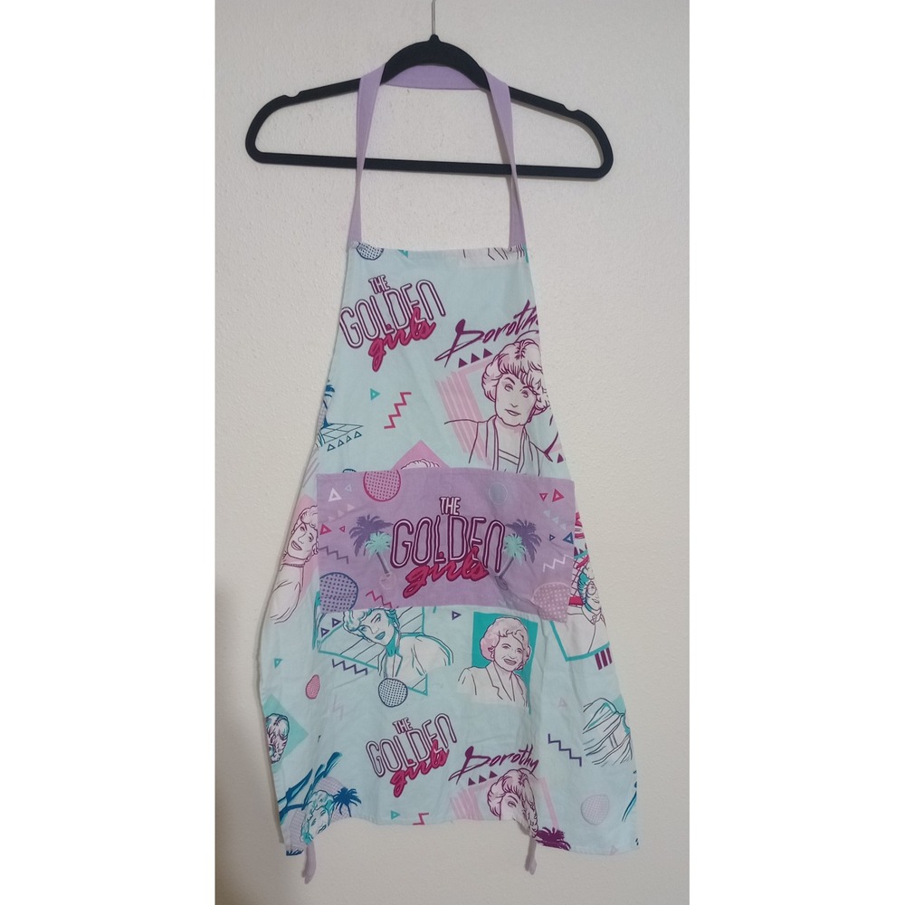 The Golden Girls Retro 80s Graphic Kitchen Apron Blue Purple One Size